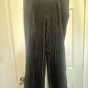 Good American Black Pleated Women Shiny Dress Pants